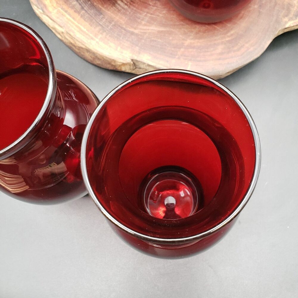 Vintage Anchor Hocking Royal Ruby Red Glass Vases Pair 6.375” Bud Vase - Picture 6 of 7